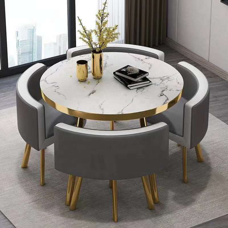 Favorable space saving MINI dining table set 4 chairs with MDF