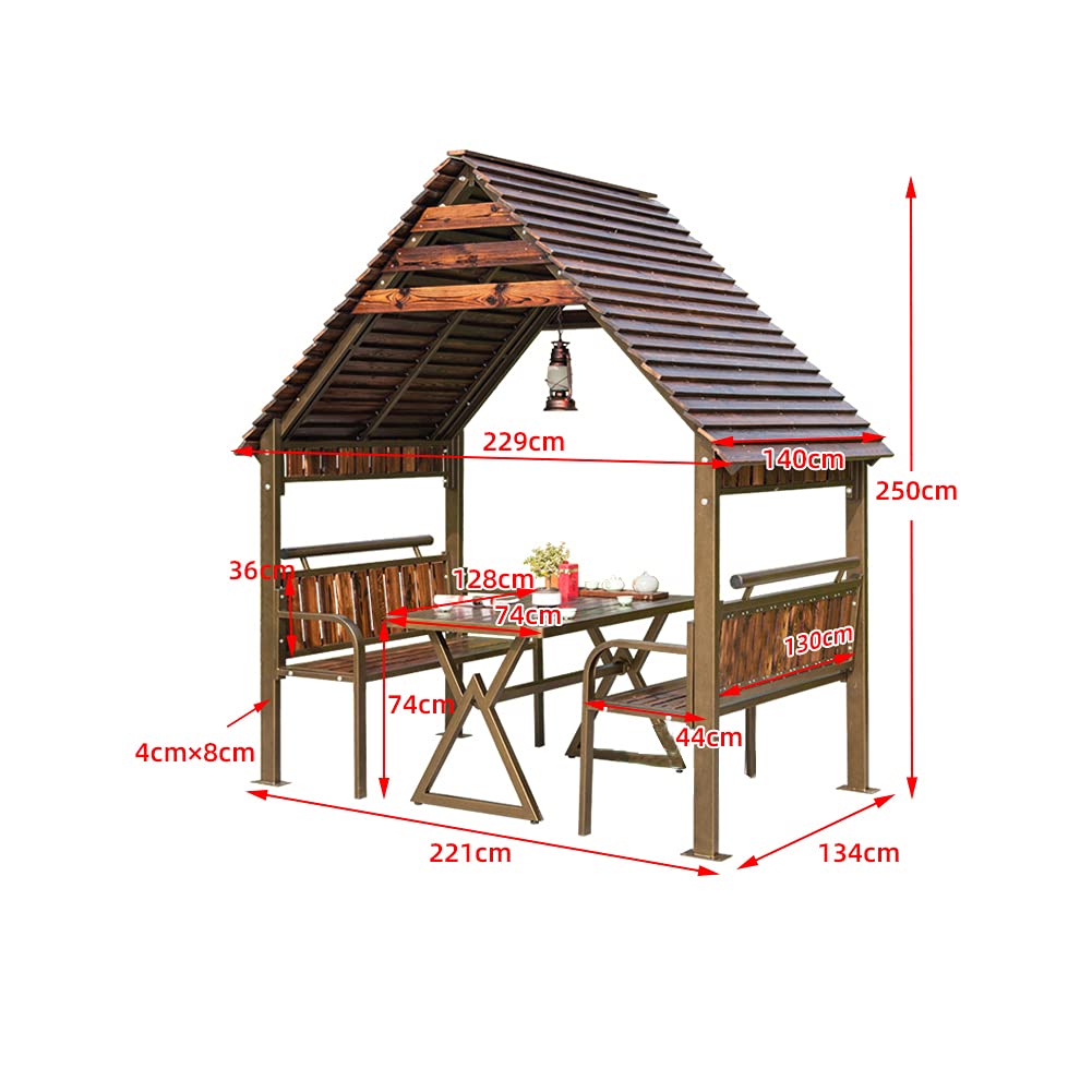 Wood Patio Garden Pavilion Rain Proof Removable House