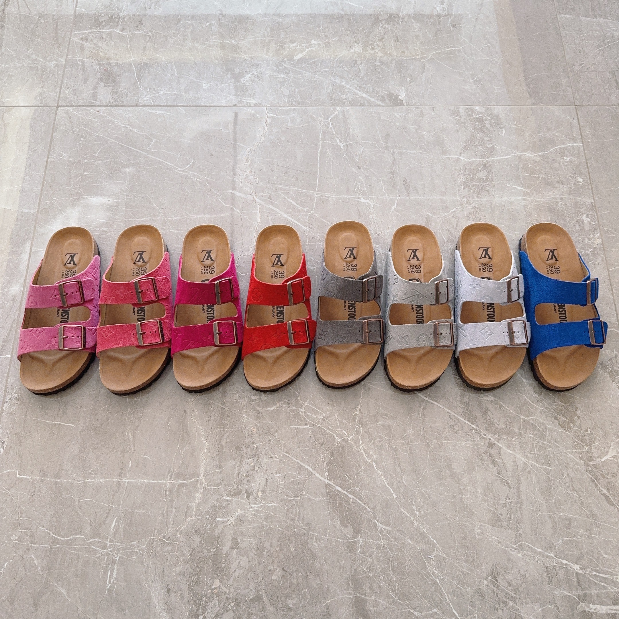 3 D Logo Birken-Style Two-Strap Sandals