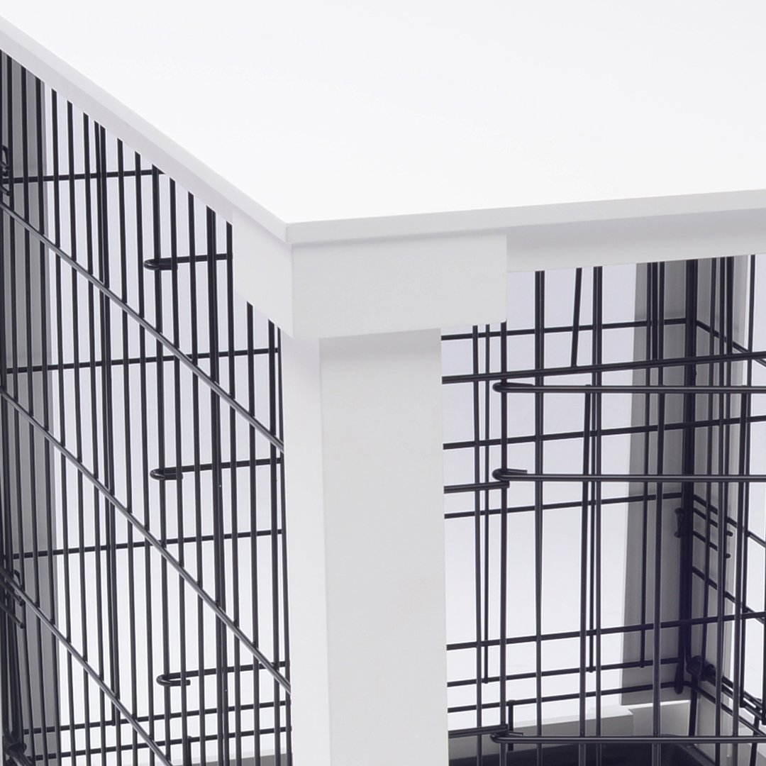 White Dog Cage with Crate Cover