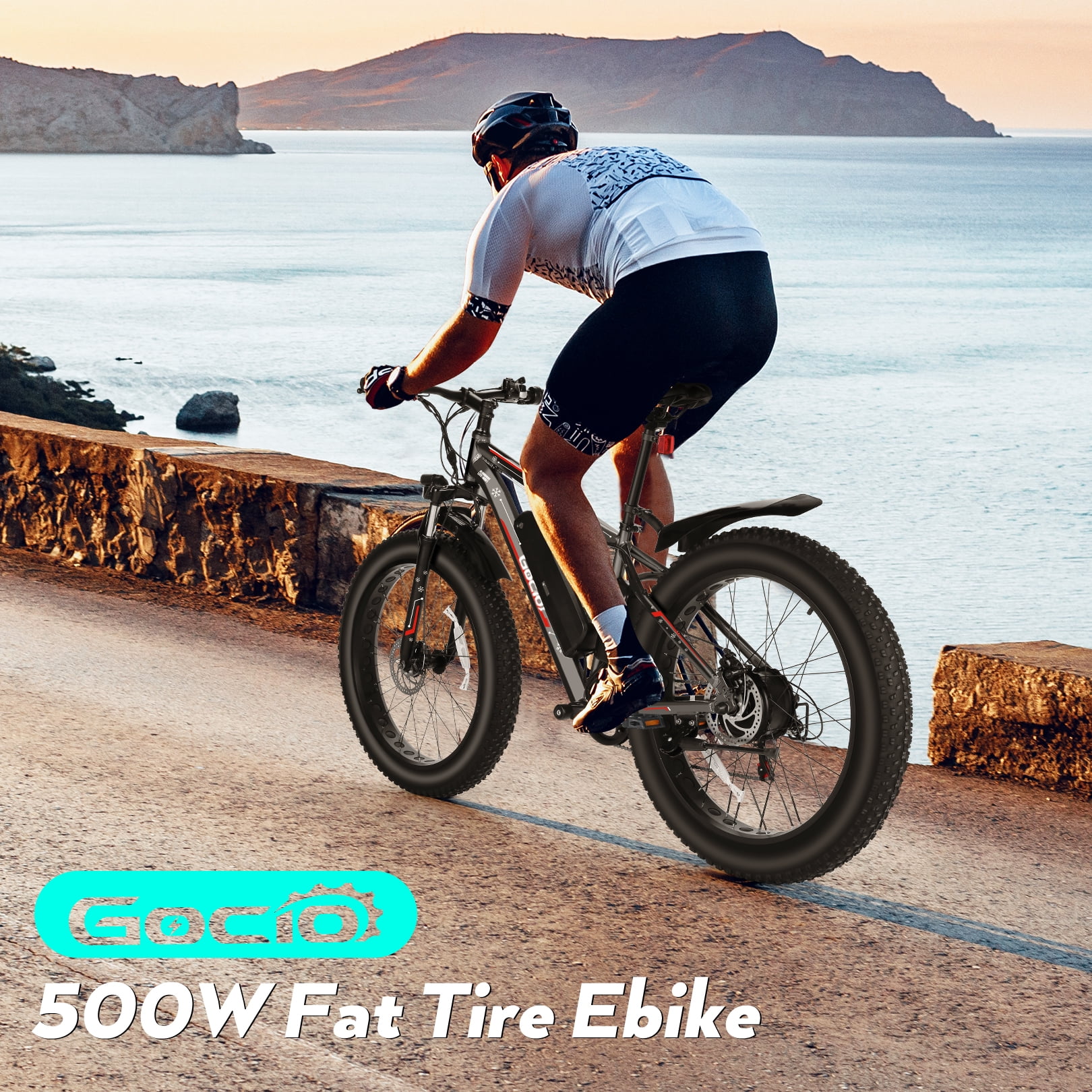 Gocio 26in Fat Tire Electric Mountain Bike, 500W, 48V 13Ah