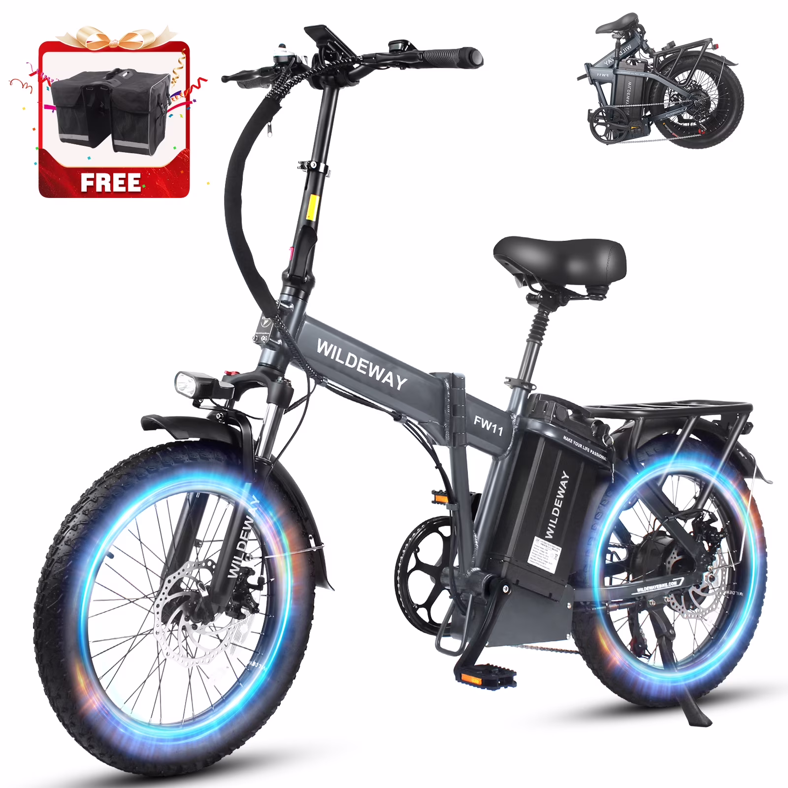 Wildeway 20in Folding Electric Bike, 750W, 48V 32Ah, Hydraulic Brakes