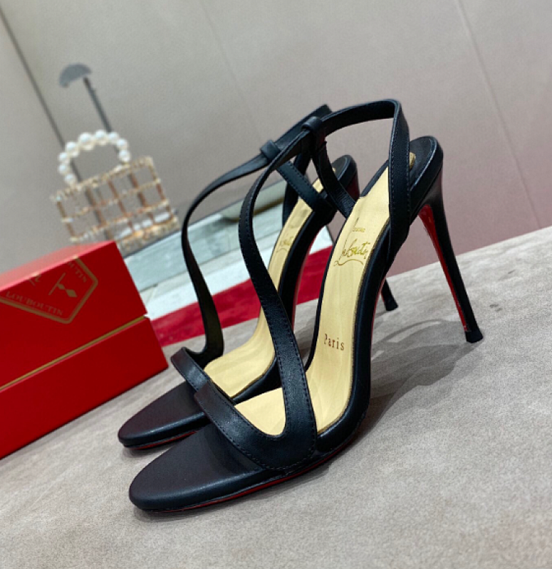 Christian Louboutin CL712 Black Strappy Pumps
