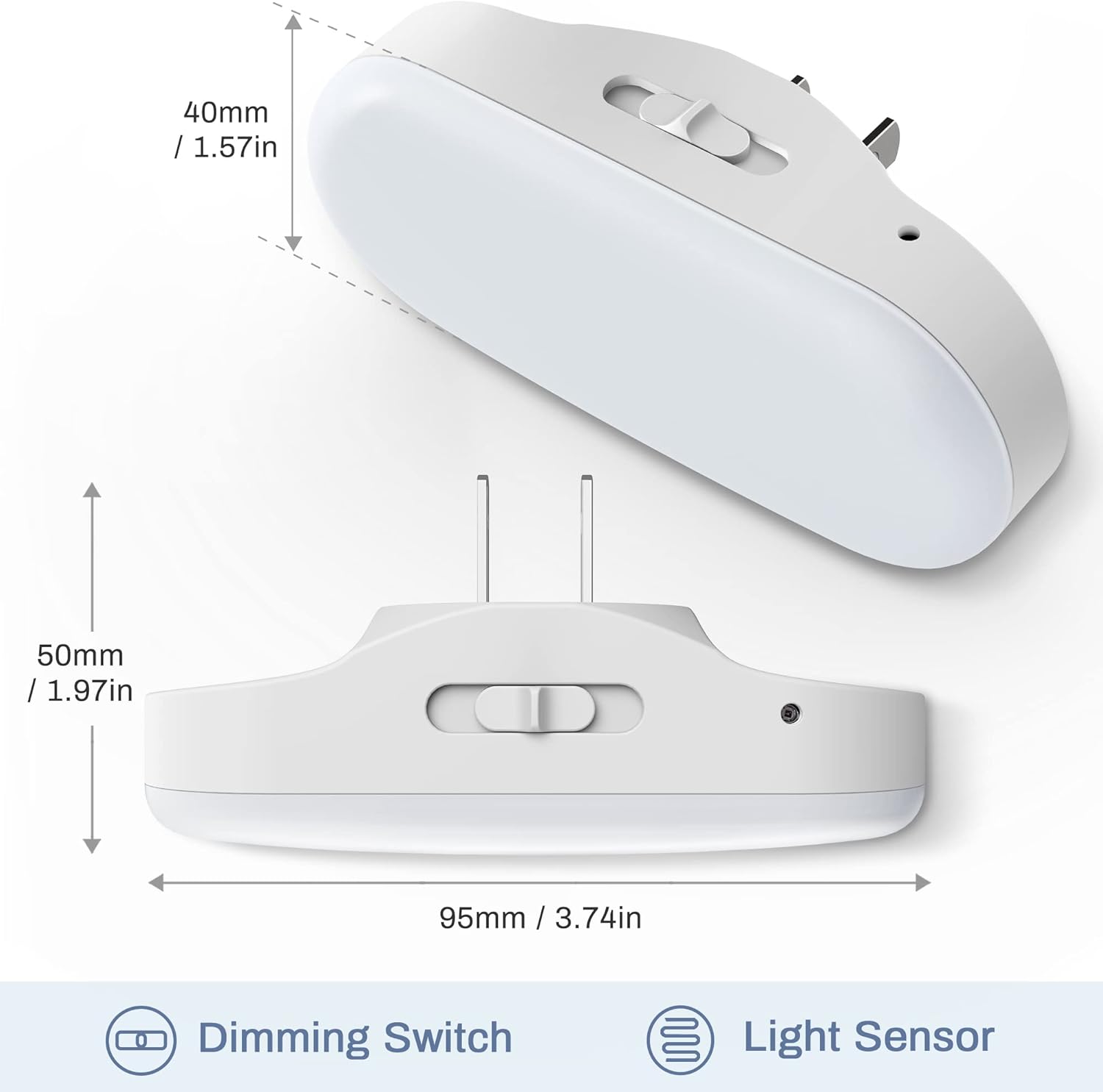 Led Night Light, Plug into Wall, [2 Pack] with Dusk to Dawn Sensor, 1W 5000K Dimmable Night