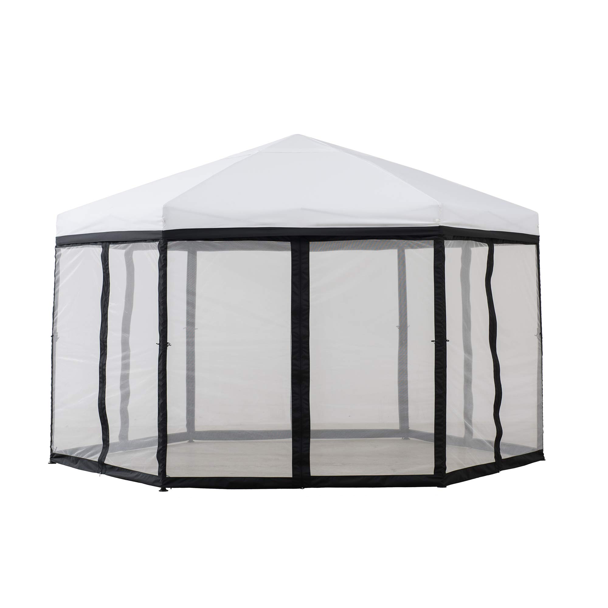 Sunjoy Lambert 11 ft. ft. 2-Tone Pop Up Hexagon Steel Gazebo