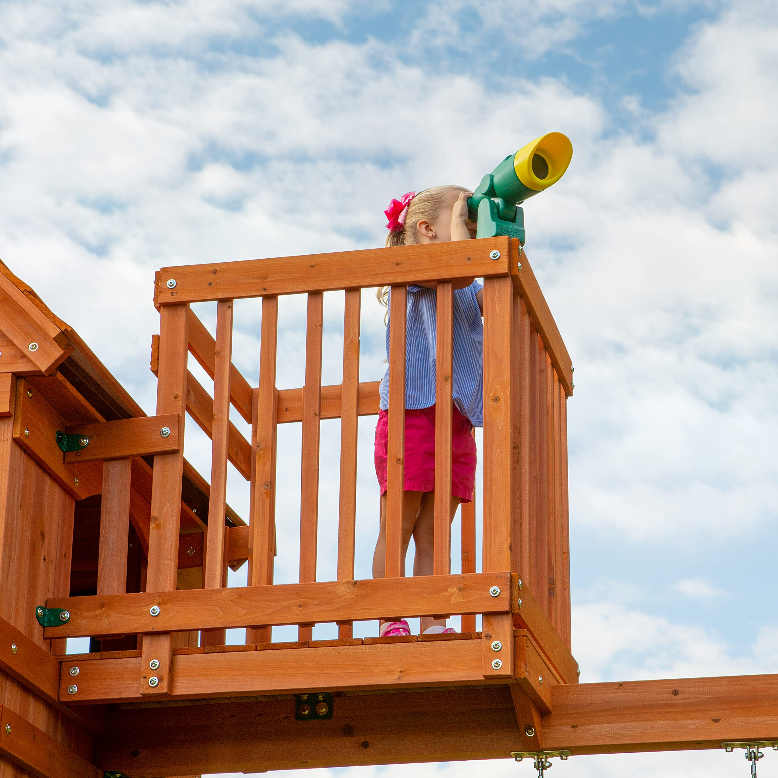 Skyfort II Playground Cedar Wood Swing Set with Playhouse Fort