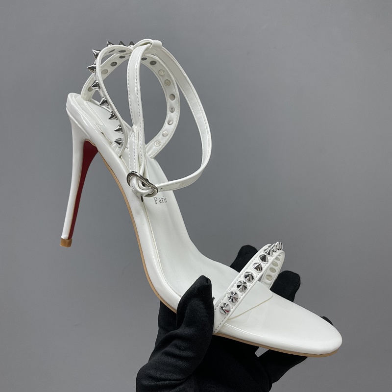 Christian Louboutin CL84 White Studded Sandals