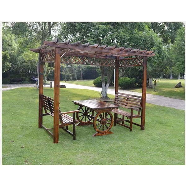 Outdoor courtyard log cabin pavilion