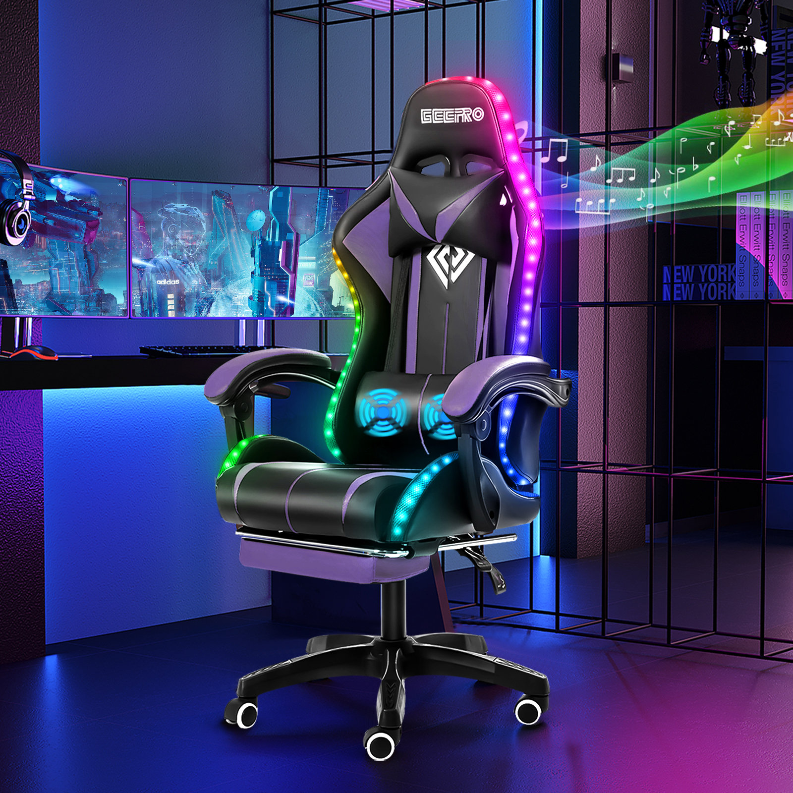 RGB PC & Racing Game Chair With Massage And Bluetooth