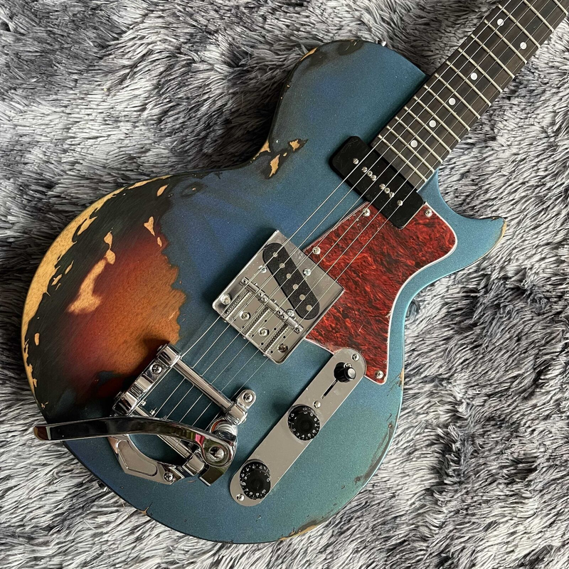 Hot Sale Blue Make The Old One Special-shaped Unique Electric Guitar 2022 New