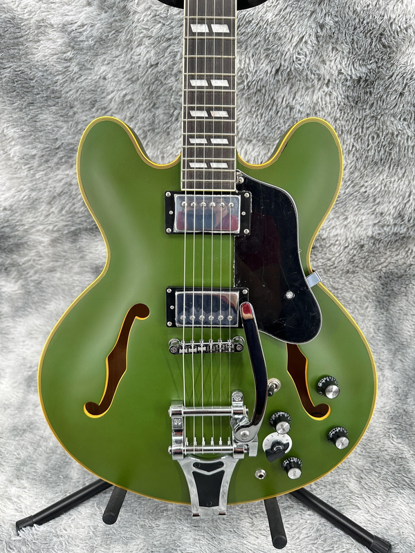 ES-335 Green Jazz Electric Guitar Chrome Part HH Pickup Semi Hollow 6 strings