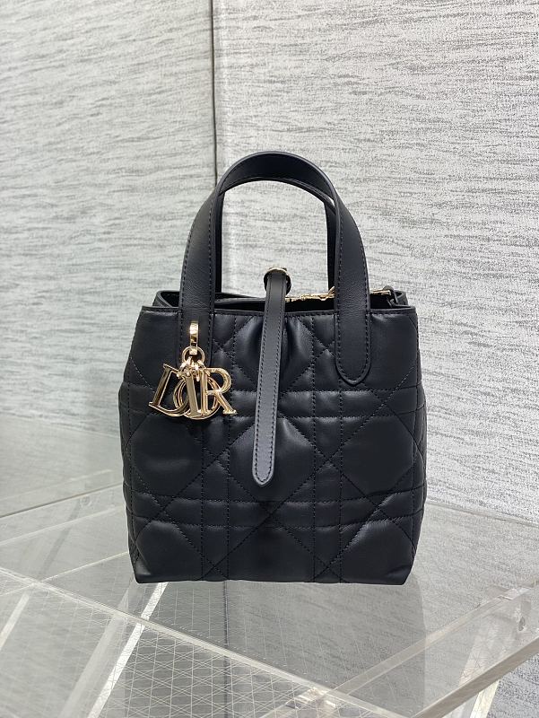 Dior Toujours Vertical Tote Bag Small Black Leather