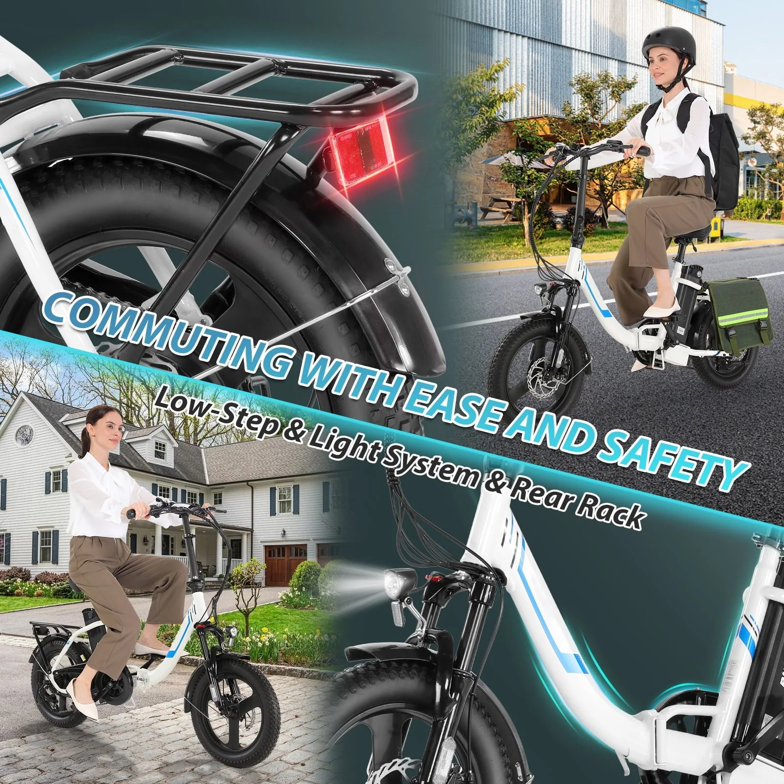 Elifine 16in Folding Fat Tire Electric Bike, 350W, 48V 7.8Ah
