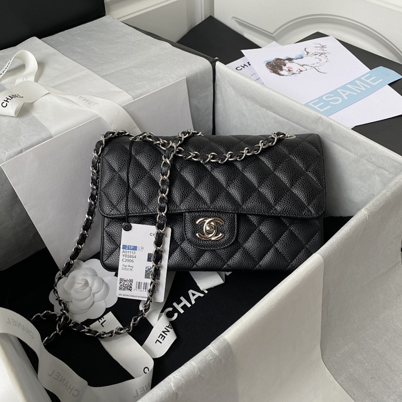Chanel A01113 Gray Classic Flap Bag