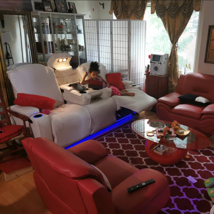 85.25'' Wide Home Theater Sofa with Cup Holder