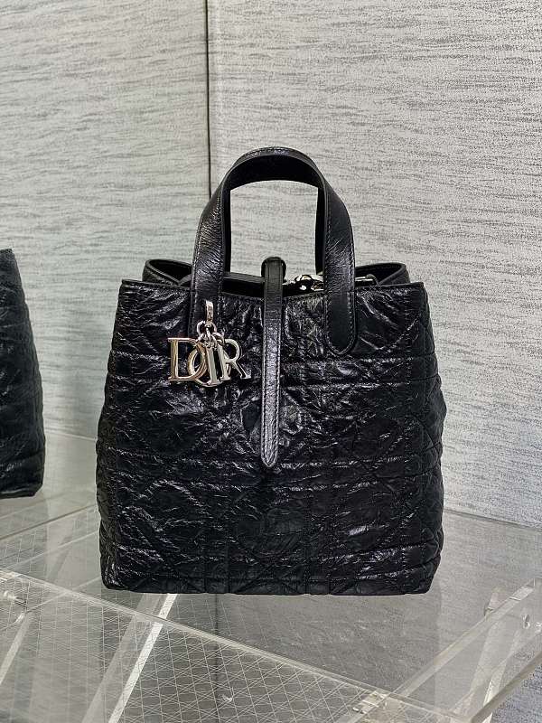 Dior Toujours Vertical Tote Bag Medium Black Patent
