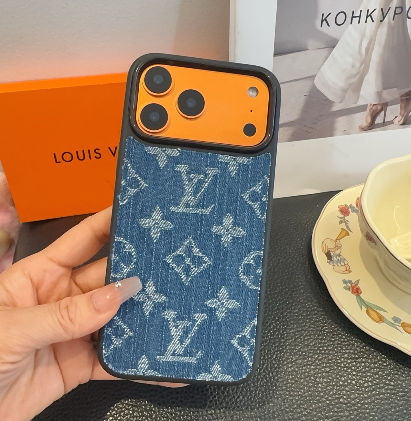 Louis Vuitton Monogram Denim Fabric Luxury Shockproof Phone Case