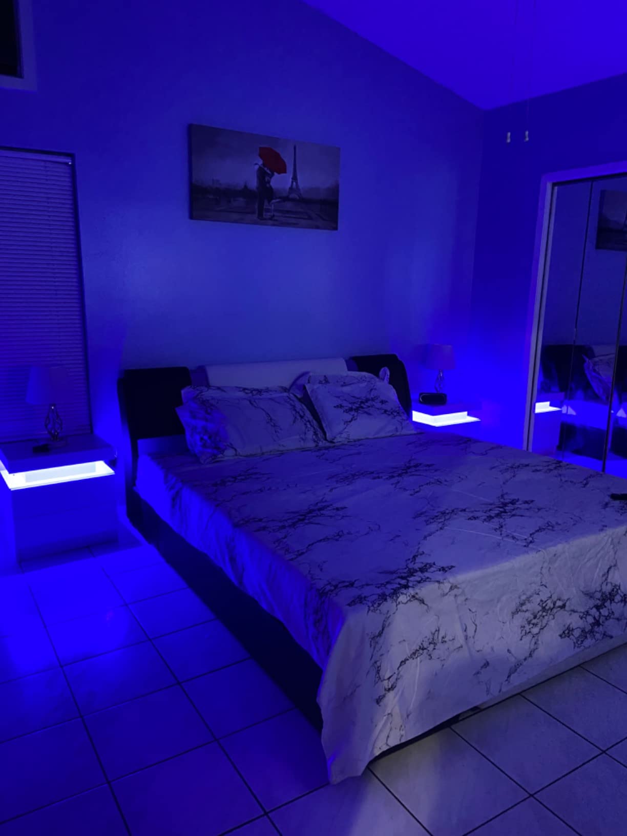 Nightstand Set of 2 LED Nightstand with 2 Drawers