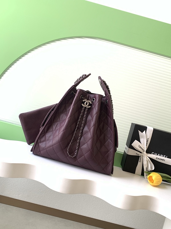 Chanel AS5311 Burgundy Caviar Hobo Bag
