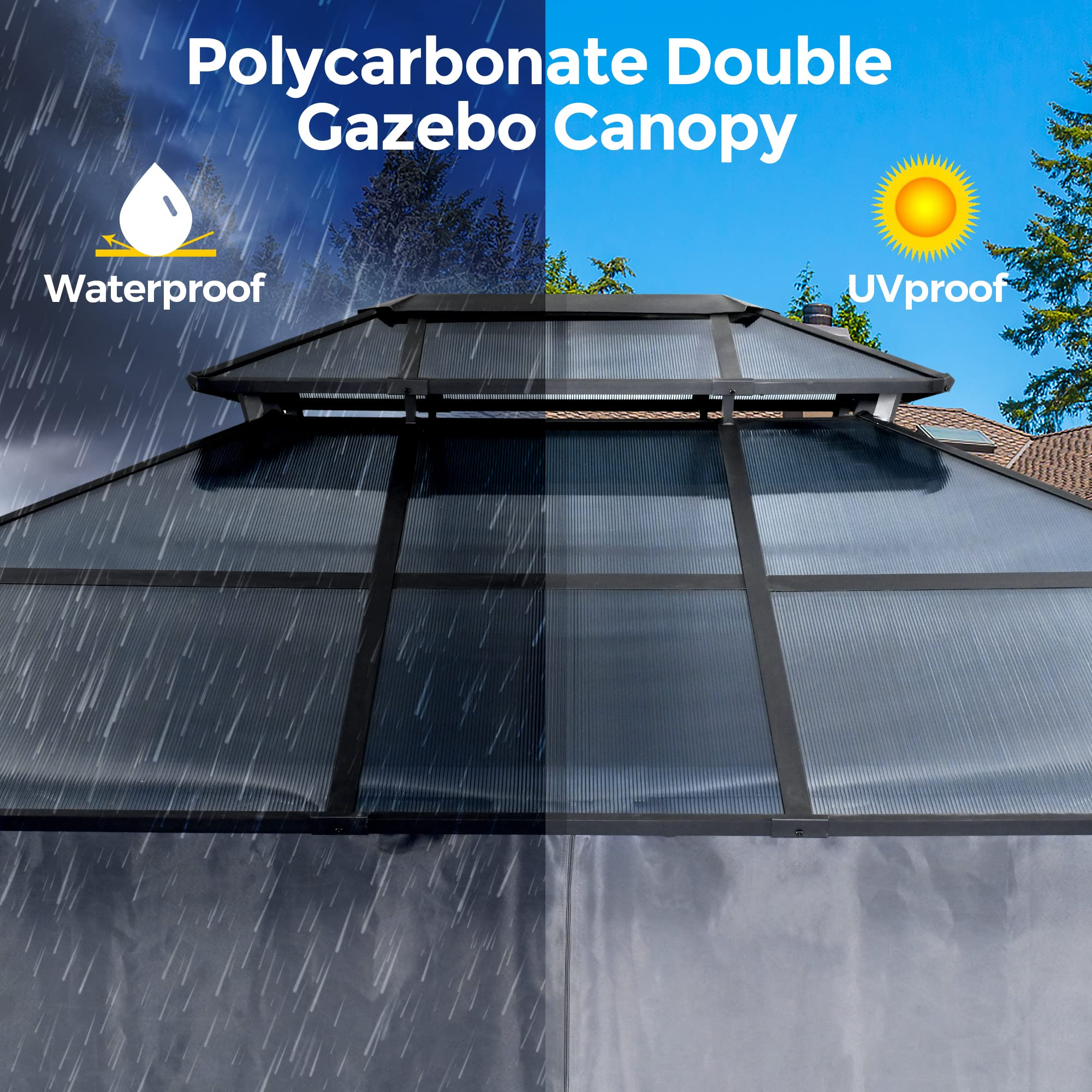 Double Hardtop Roof Gazebo