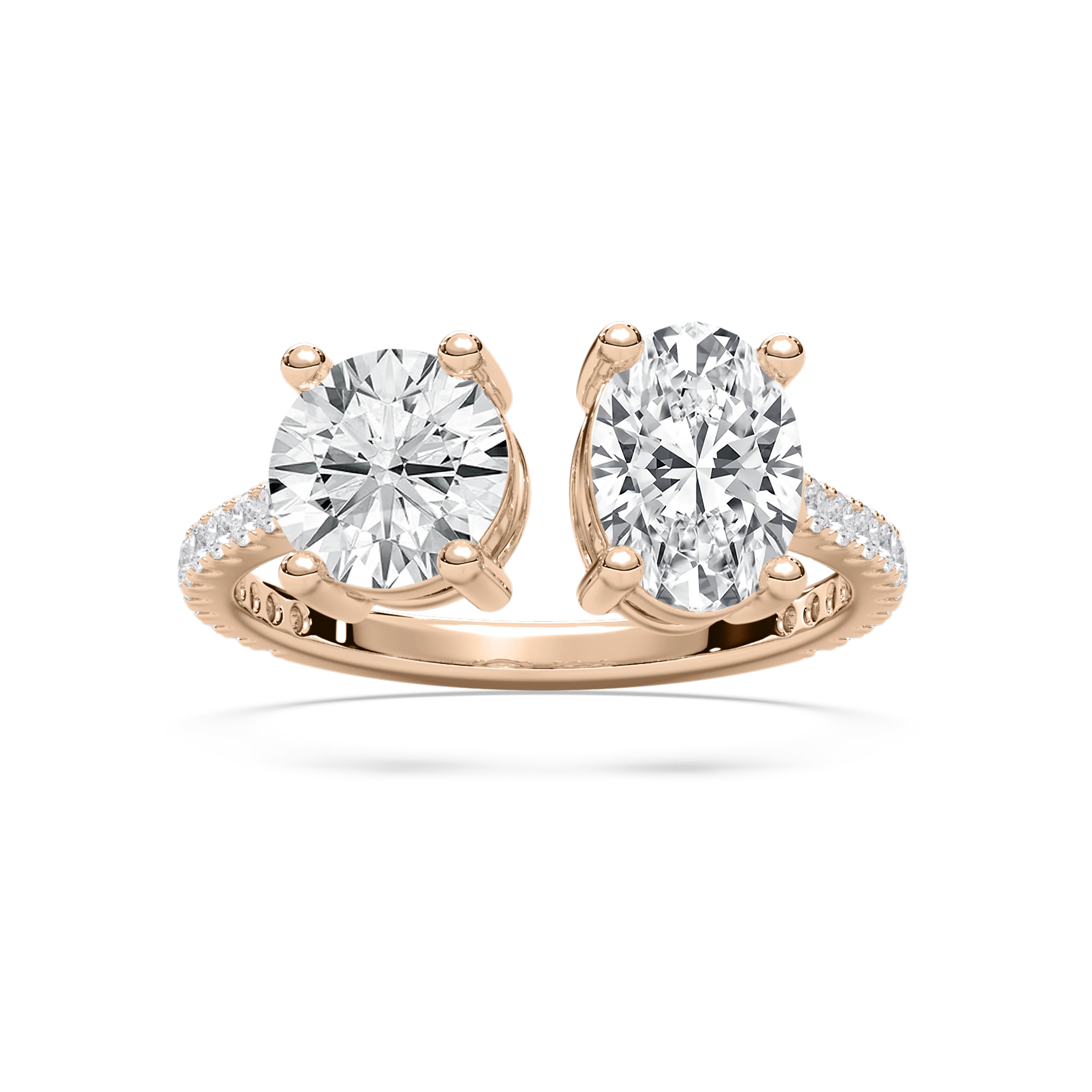 June 2 ¼ ctw Round and Oval Lab Grown Diamond Open Toi et Moi Engagement Ring