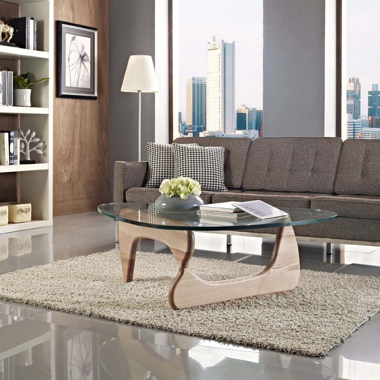 Noguchi Table Triangle Glass Coffee Table Vintage Glass End Table