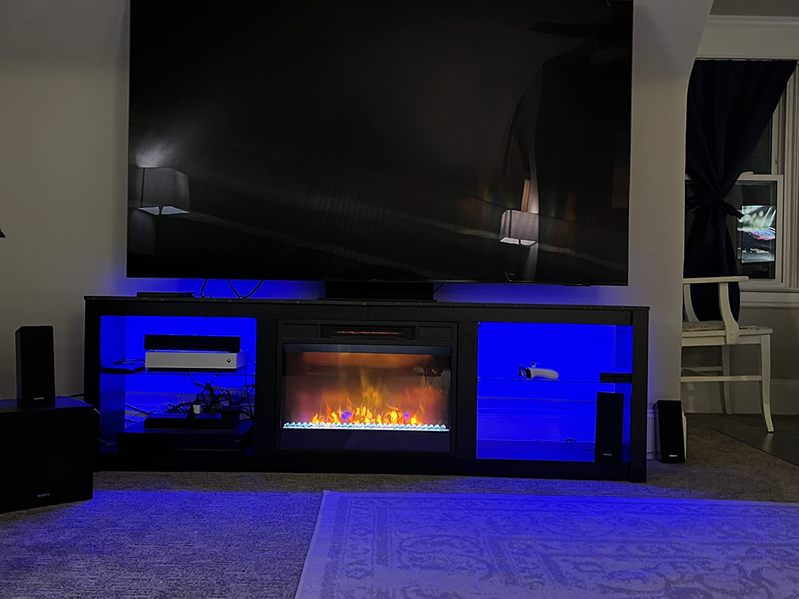 Fireplace TV Stand for 75 inch TV with 23 inch Electric Fireplace