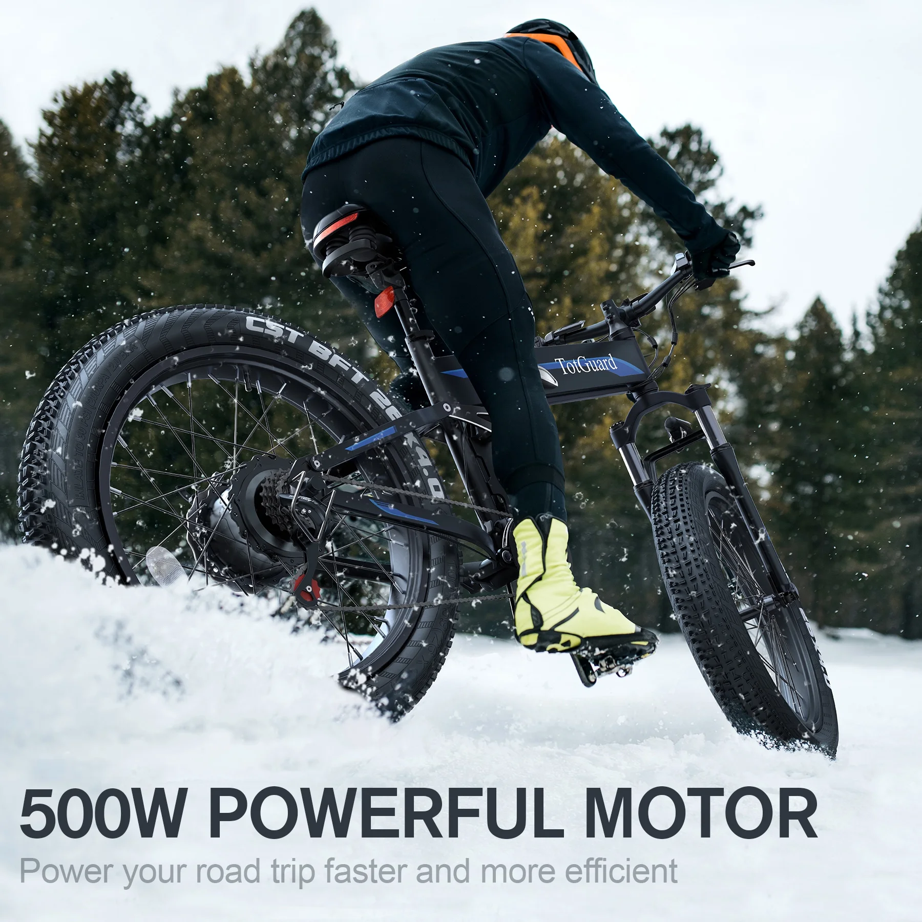TotGuard 26in Folding Fat Tire Electric Bike, 500W, 48V 10Ah