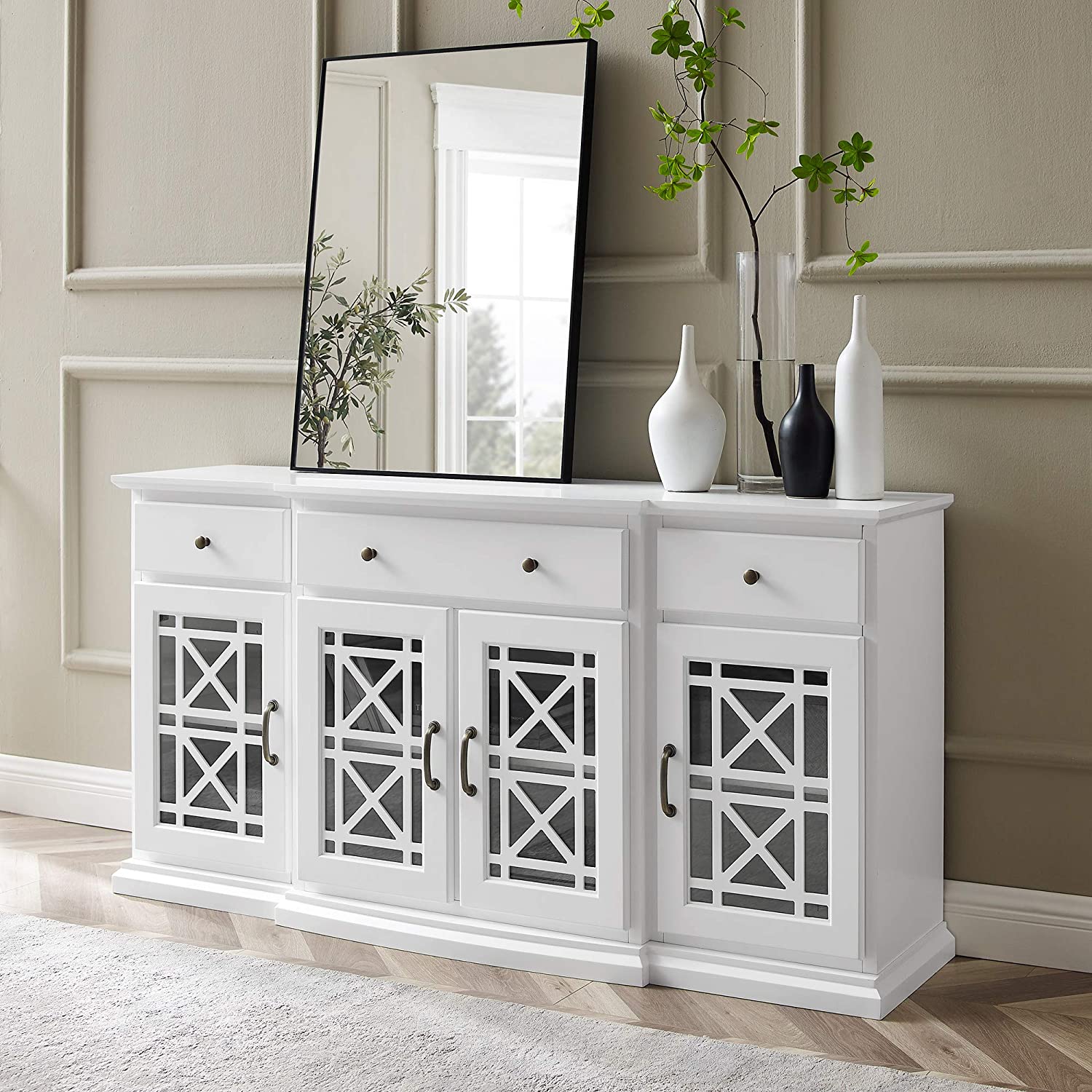 Modern Wood Glass Door Buffet Sideboard Living Room - Dining