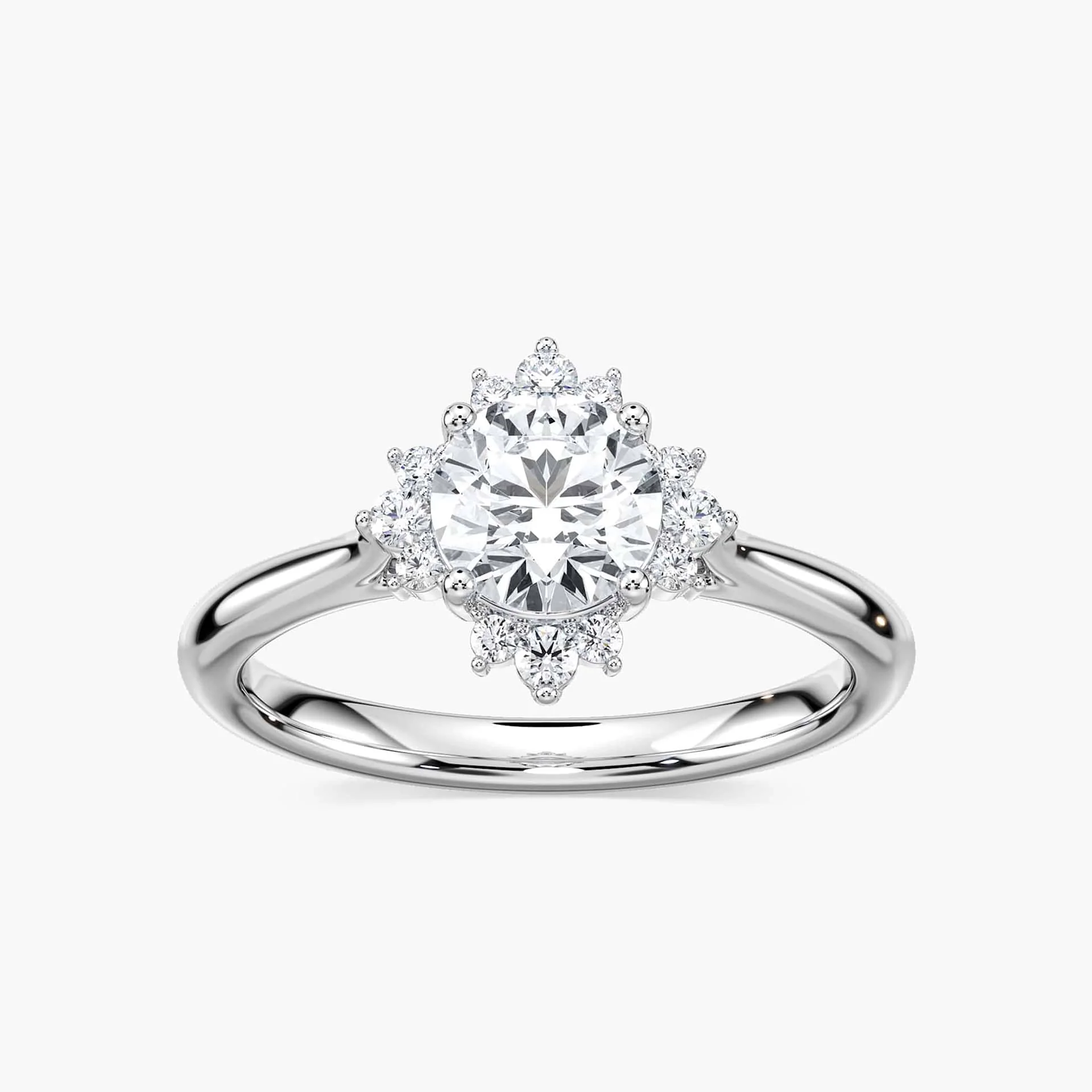 Aura Round Lab Grown Diamond Snowflake Halo Engagement Ring