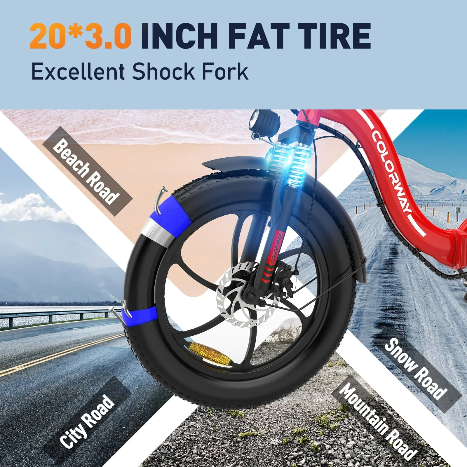 COLORWAY BK6M 20in Fat Tire Electric Bike, 500W, 36V 11.2Ah