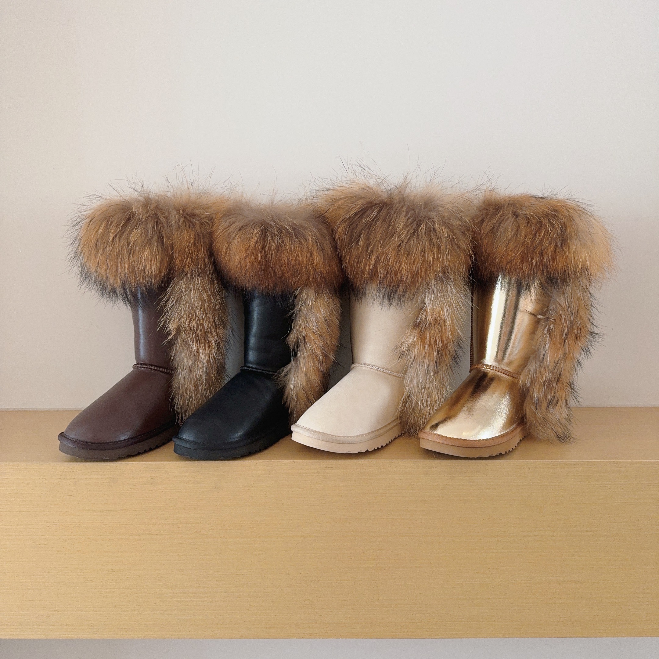5815 Genuine Fur Trim Tall Boots