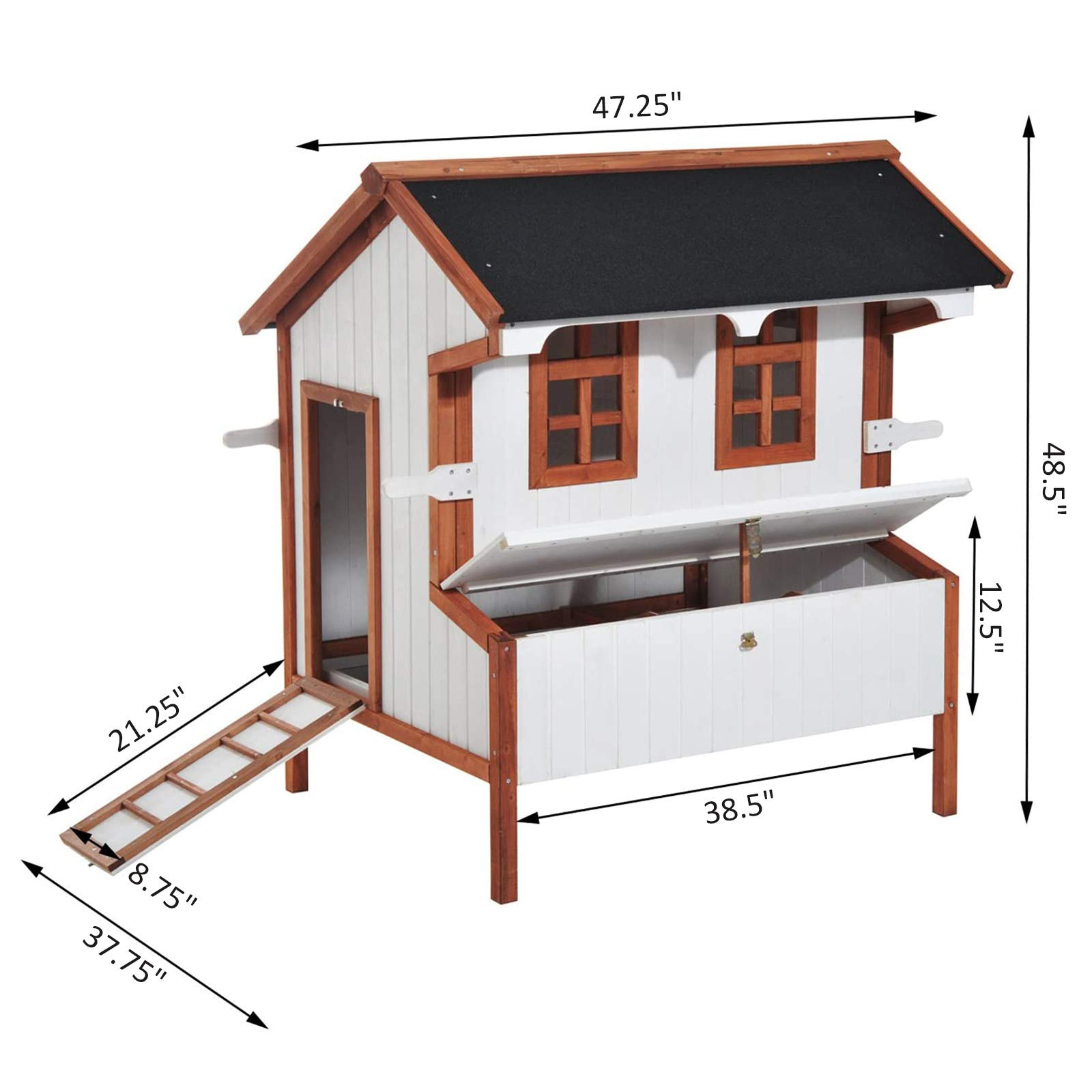 Chicken Coop Wooden Rabbit Hutch Raised Poultry Cage Portable Hen