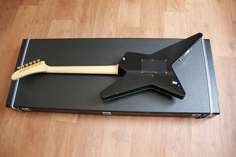 New Black Body Electric Guitar with Ebony Fingerboard and Gold Hardware