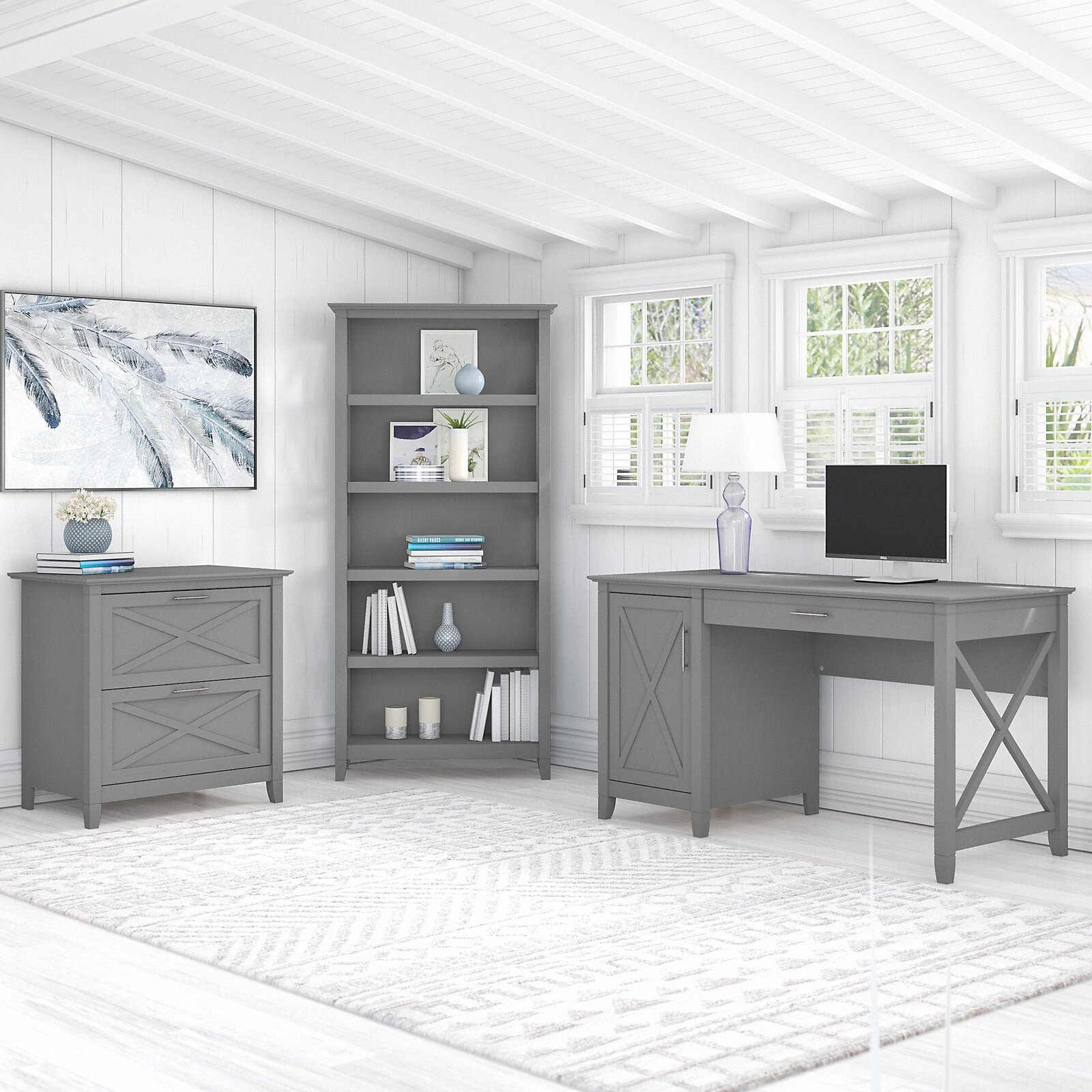 Veda 3 Piece Rectangular Computer Desk Office Set