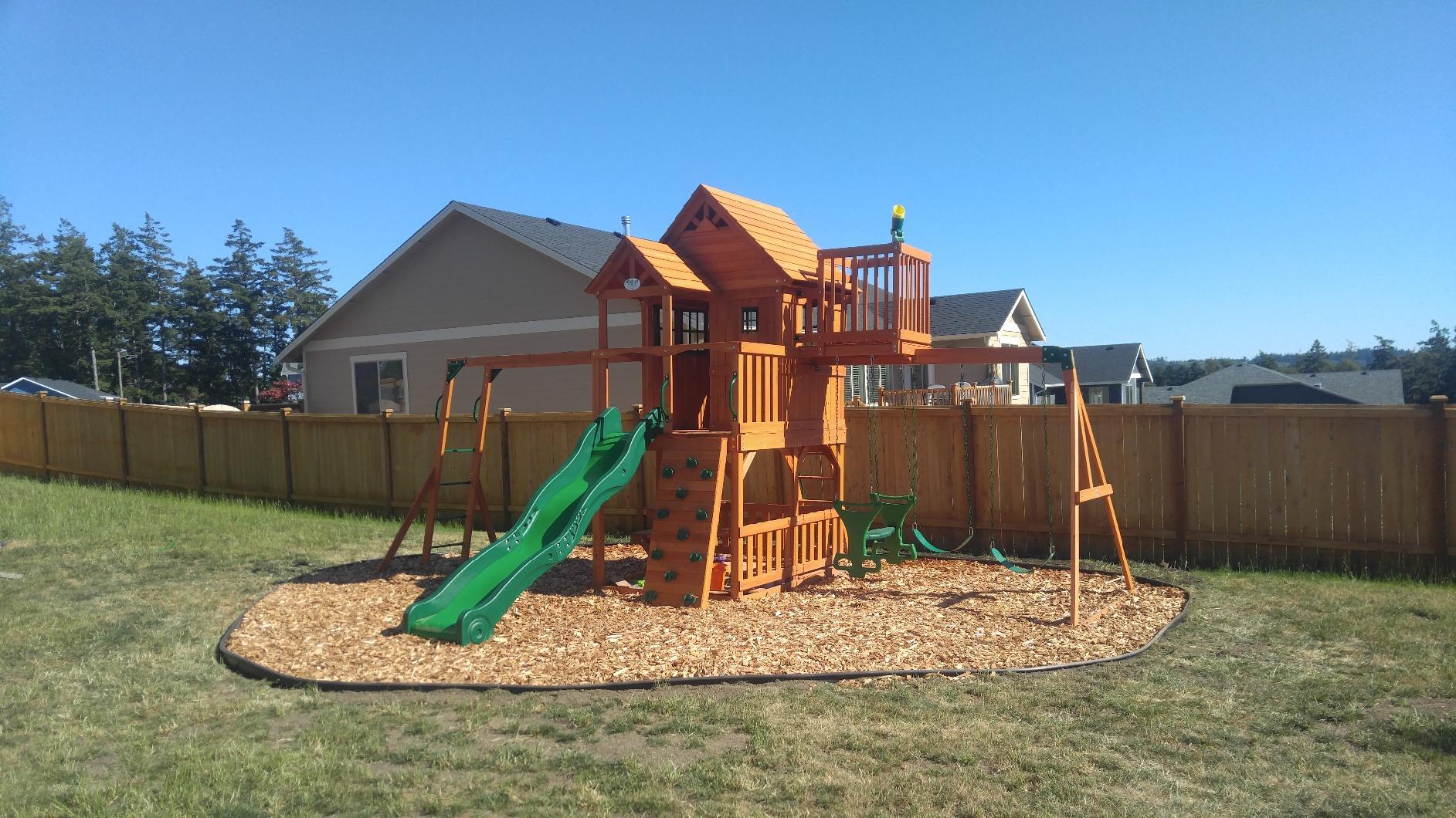 Skyfort II Playground Cedar Wood Swing Set with Playhouse Fort