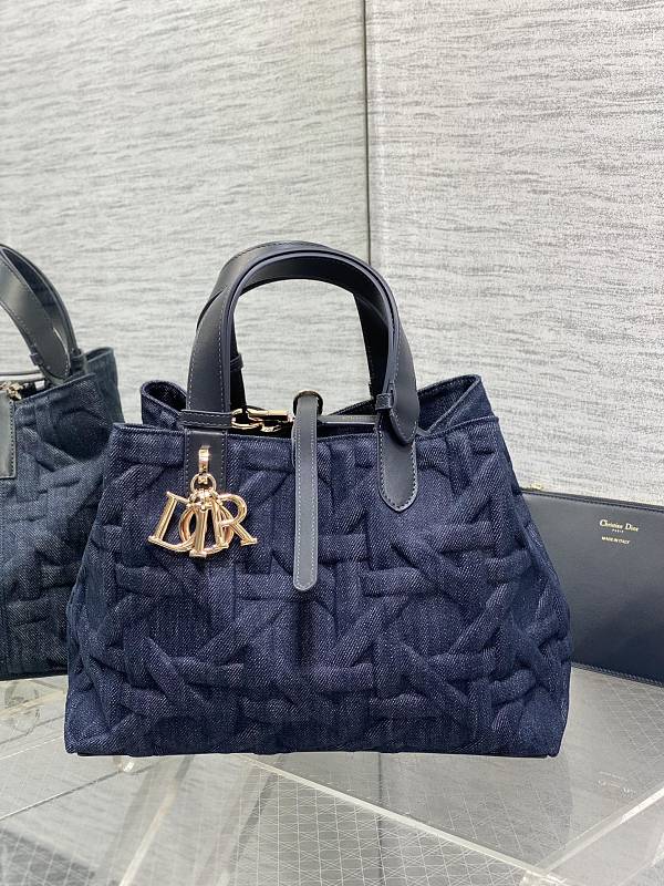 Dior Toujours Tote Bag Medium Navy Fabric