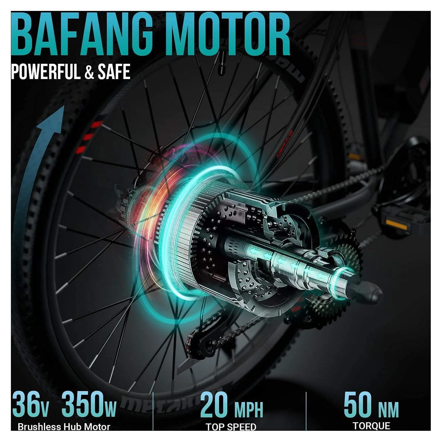 Metakoo 26in Electric Mountain Bike, 350W, 36V, Black