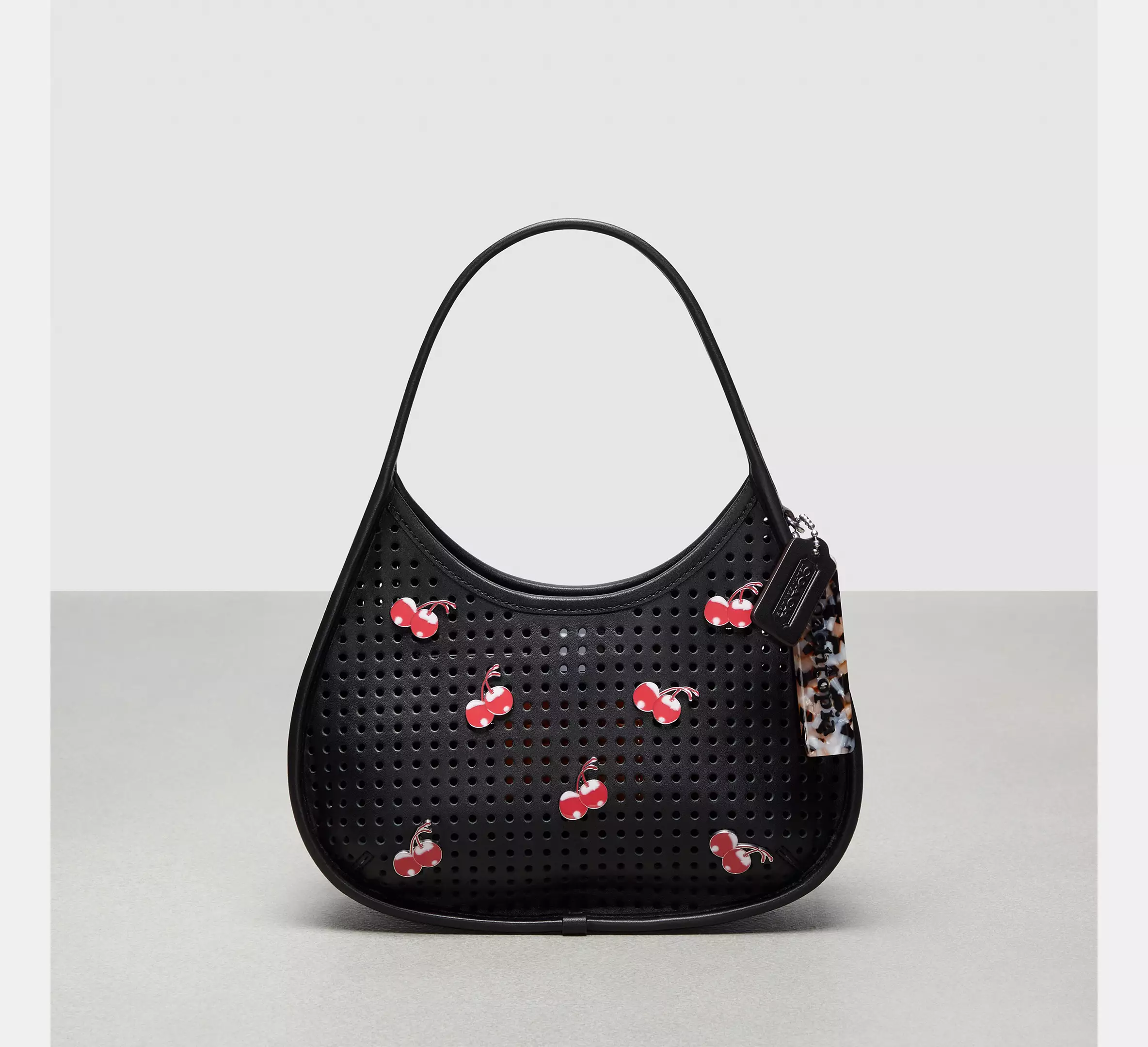 Ergo Bag In Perforated Upcrafted Leather With Cherry Pins