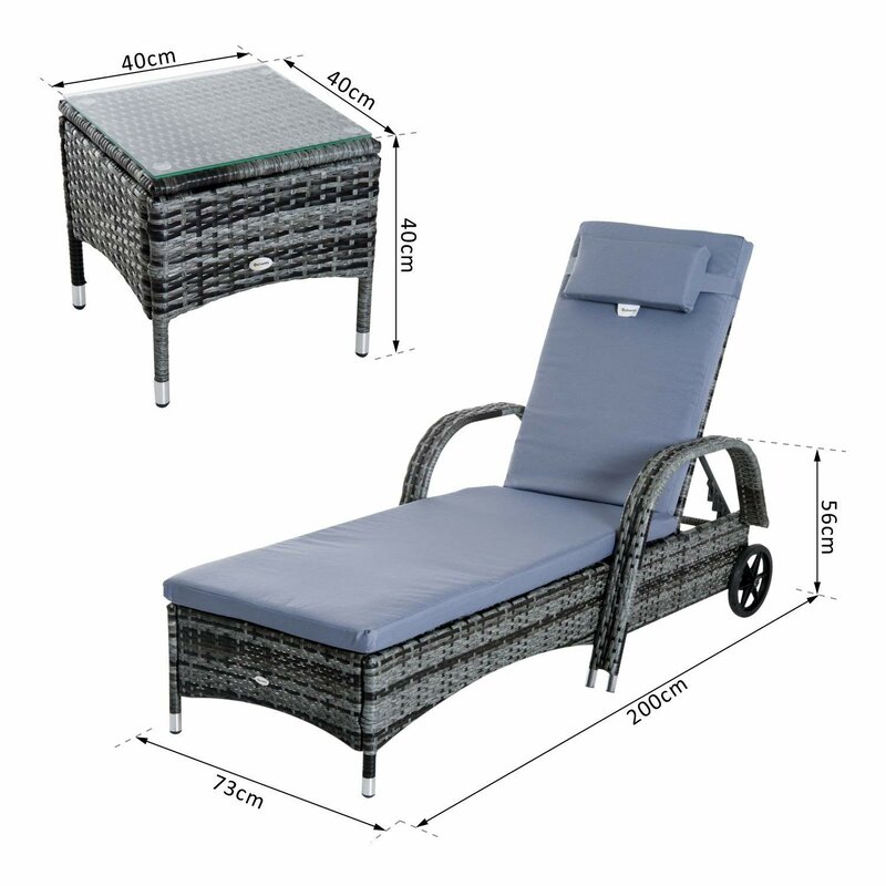 Patio Wicker Chaise Lounge Chair Set