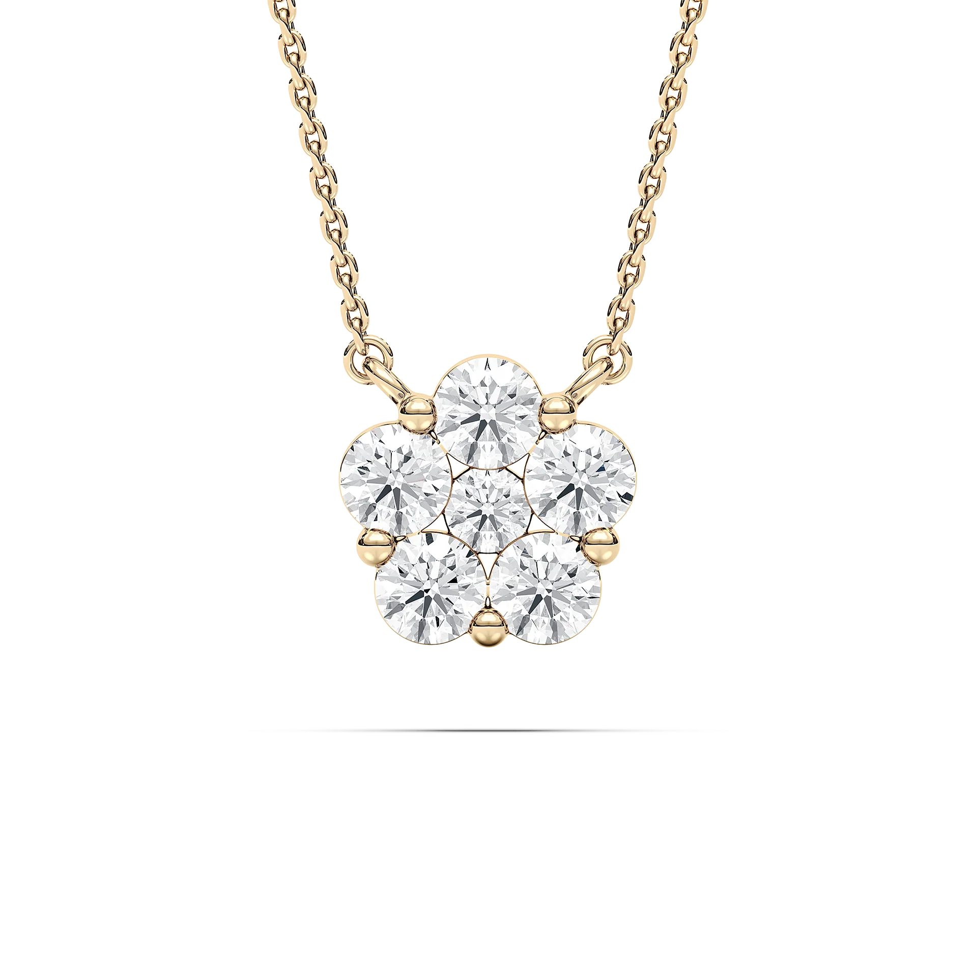 1 ctw Round Lab Grown Diamond Blooming Beauty Flower Pendant  - 18 Inches