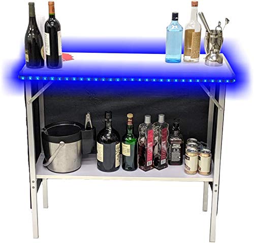 Folding Portable Party Bar withColor-Changing LED Lights, Black