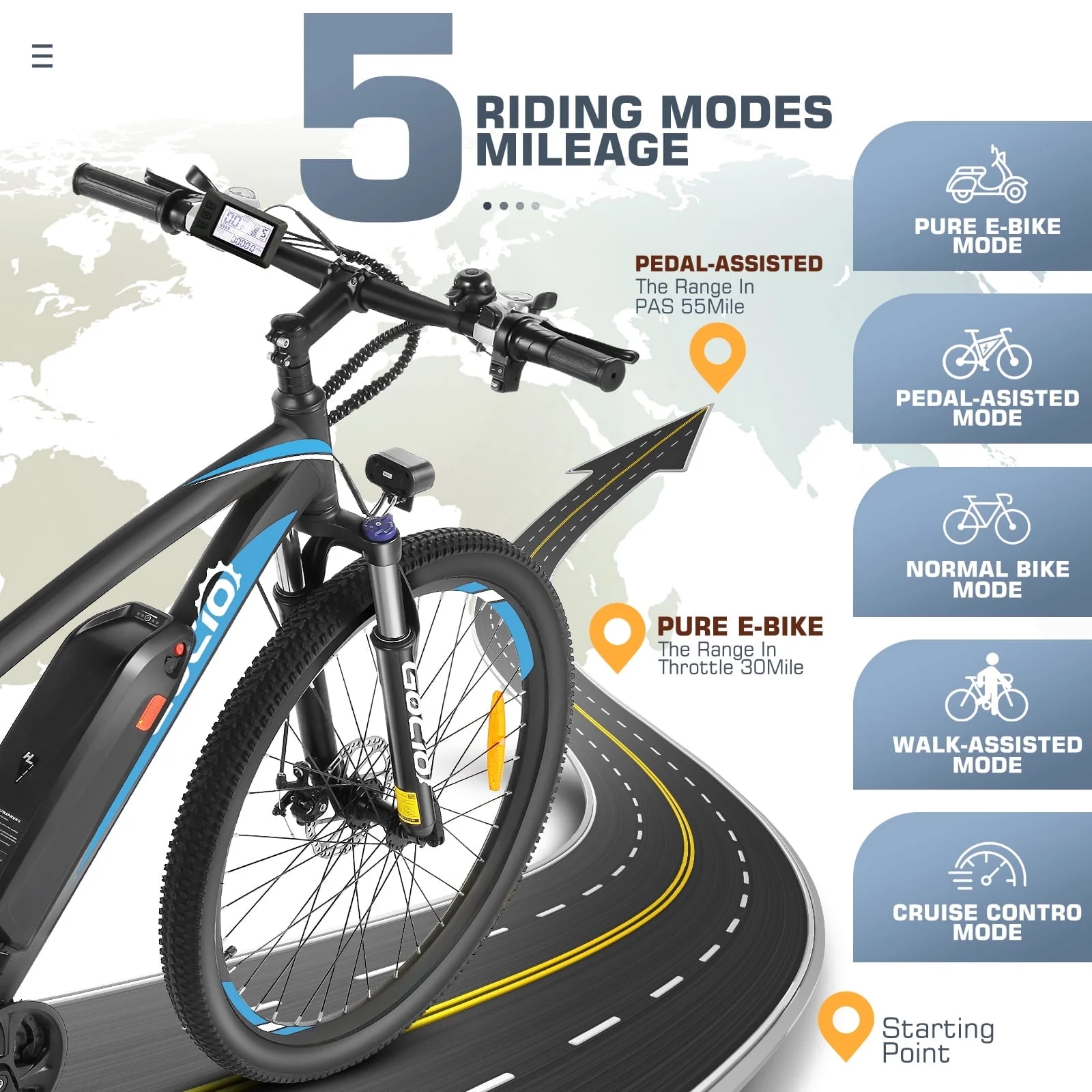 Gocio 27.5in Electric Mountain Bike, 750W Peak, 48V 10.4Ah
