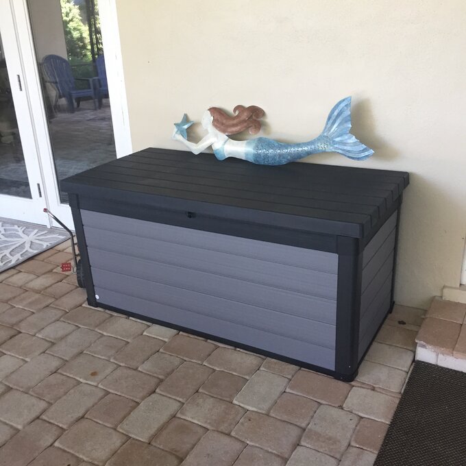 150 Gallons Gallon Water Resistant Resin Lockable Deck Box in