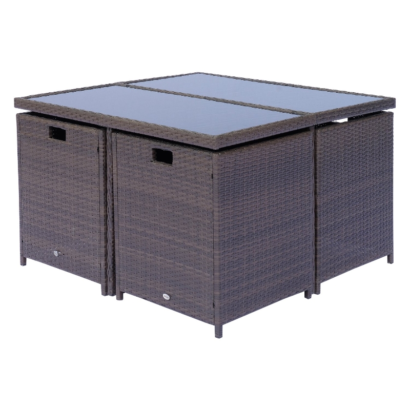Patio Dining Sets Space Saving Rattan Chairs with Glass Table