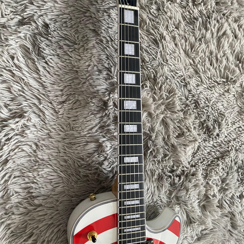 Red & White Zakk Bullseye Electric Guitar Solid Mahogany Body Gold Hardware