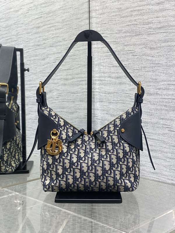 Dior Signature Hobo Bag Small Navy Oblique