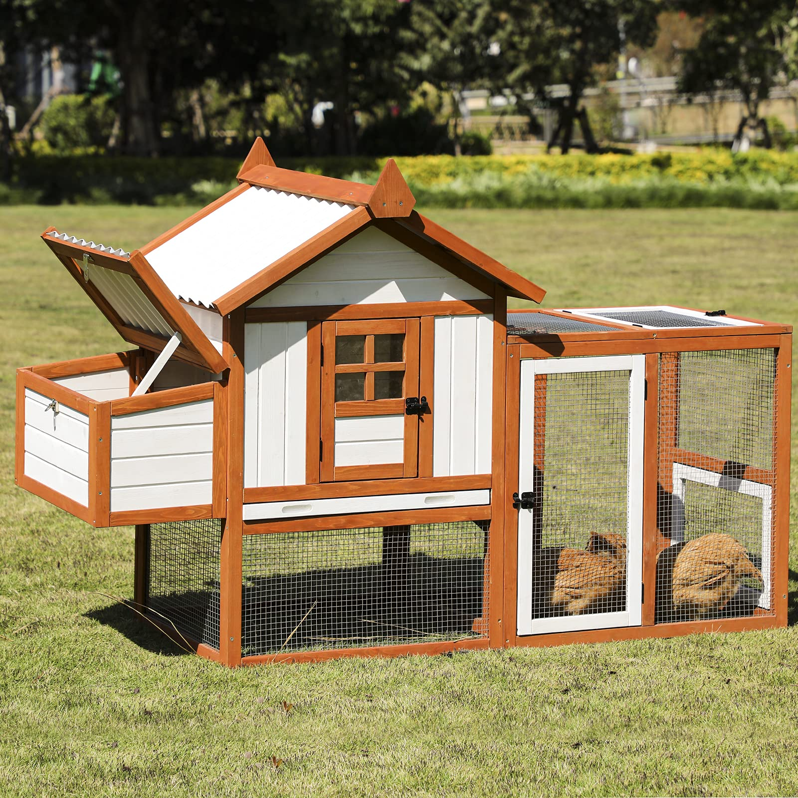 Outdoor Wooden Multi-Level Chicken Coop