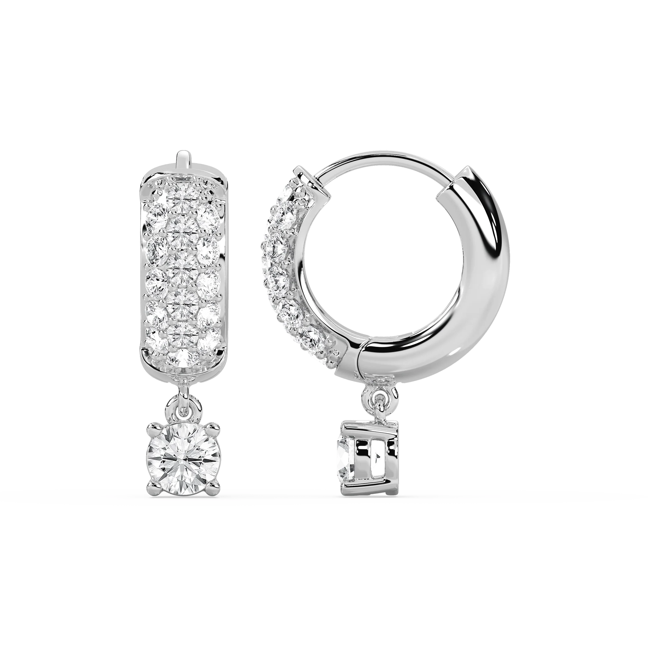 2 ¹⁄₆ ctw Lab Grown Diamond Solitaire Drop Pavé Hoop Earrings