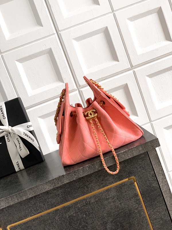 Chanel Drawstring Bucket Bag Coral Small